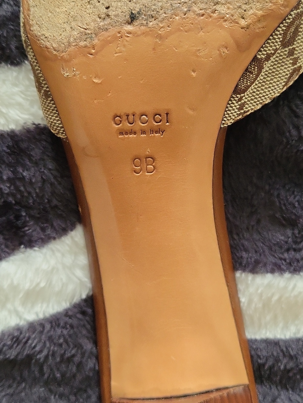 Gucci Brown Monogram Canvas & Leather Slide Mules with Gold Hardware - Picture 13 of 16